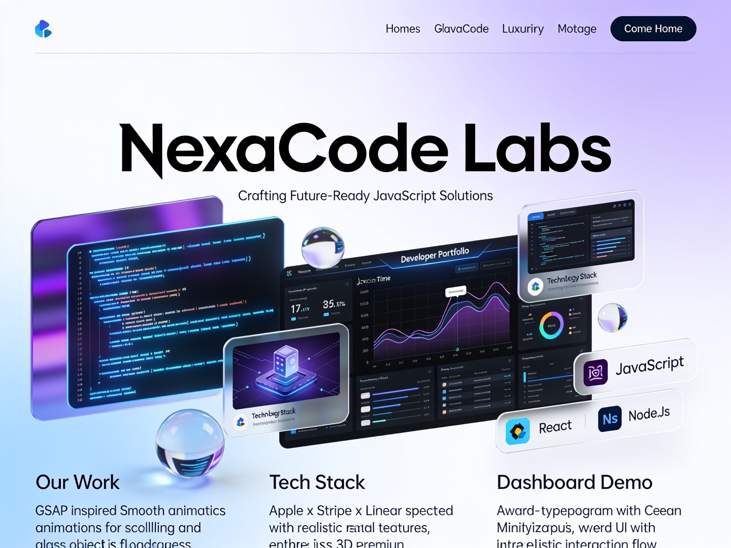 Custom JavaScript studio website we built — NexaCode Labs